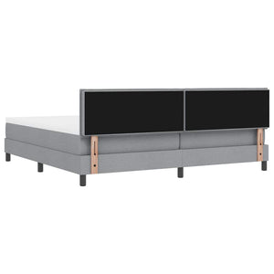 vidaXL Box Spring Bed with Mattress with LED Light Grey 200 x 200 cm Fabric