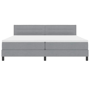 vidaXL Box Spring Bed with Mattress with LED Light Grey 200 x 200 cm Fabric