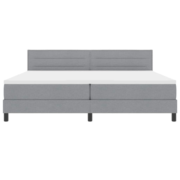 vidaXL Box Spring Bed with Mattress with LED Light Grey 200 x 200 cm Fabric
