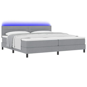 vidaXL Box Spring Bed with Mattress with LED Light Grey 200 x 200 cm Fabric