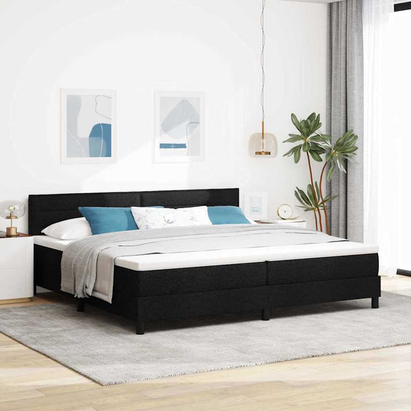 vidaXL Box Spring Bed with Mattress with LED Black 200 x 200 cm Fabric
