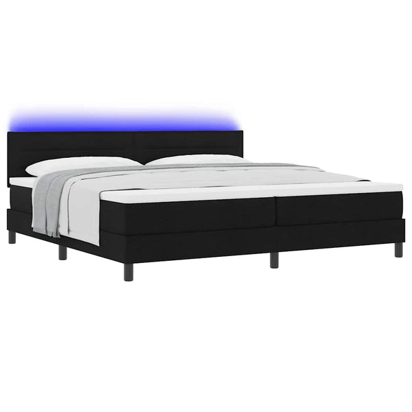 vidaXL Box Spring Bed with Mattress with LED Black 200 x 200 cm Fabric