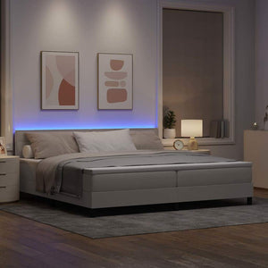 vidaXL Box Spring Bed with Mattress with LED Taupe 200 x 200 cm Fabric