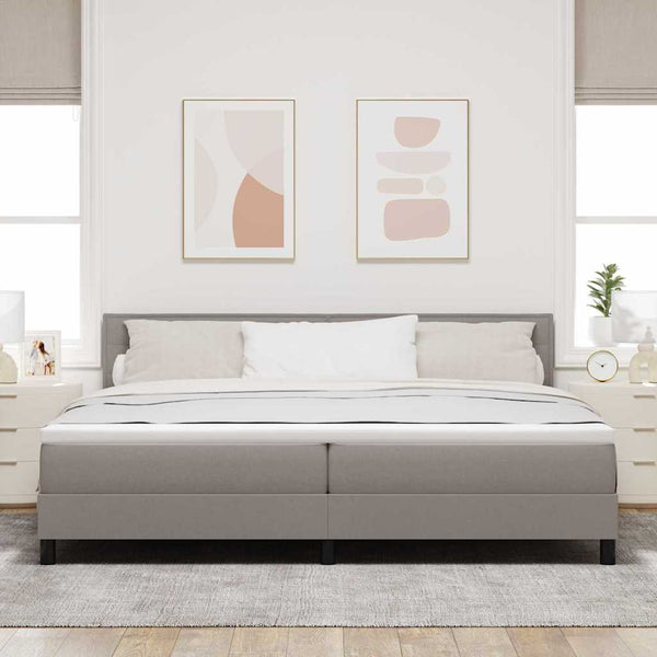 vidaXL Box Spring Bed with Mattress with LED Taupe 200 x 200 cm Fabric