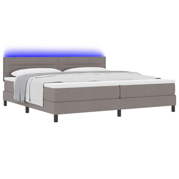 vidaXL Box Spring Bed with Mattress with LED Taupe 200 x 200 cm Fabric