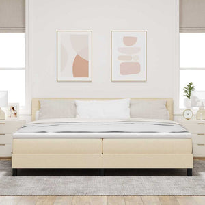vidaXL Box Spring Bed with Mattress with LED Cream 200 x 200 cm Fabric