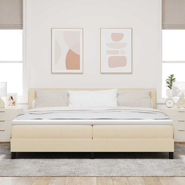 vidaXL Box Spring Bed with Mattress with LED Cream 200 x 200 cm Fabric