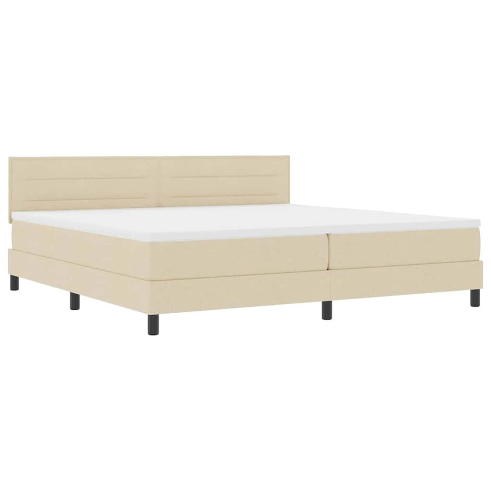 vidaXL Box Spring Bed with Mattress with LED Cream 200 x 200 cm Fabric