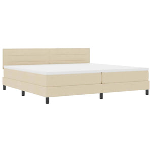 vidaXL Box Spring Bed with Mattress with LED Cream 200 x 200 cm Fabric