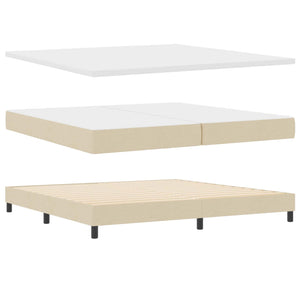 vidaXL Box Spring Bed with Mattress with LED Cream 200 x 200 cm Fabric