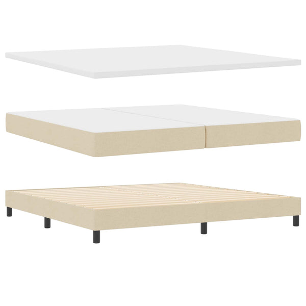 vidaXL Box Spring Bed with Mattress with LED Cream 200 x 200 cm Fabric