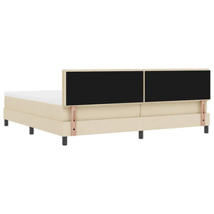 vidaXL Box Spring Bed with Mattress with LED Cream 200 x 200 cm Fabric