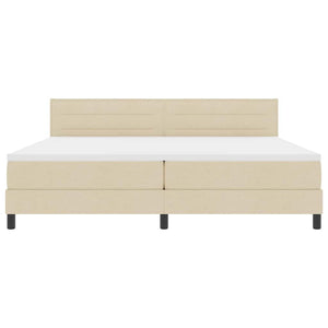 vidaXL Box Spring Bed with Mattress with LED Cream 200 x 200 cm Fabric