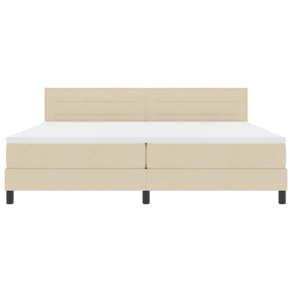 vidaXL Box Spring Bed with Mattress with LED Cream 200 x 200 cm Fabric