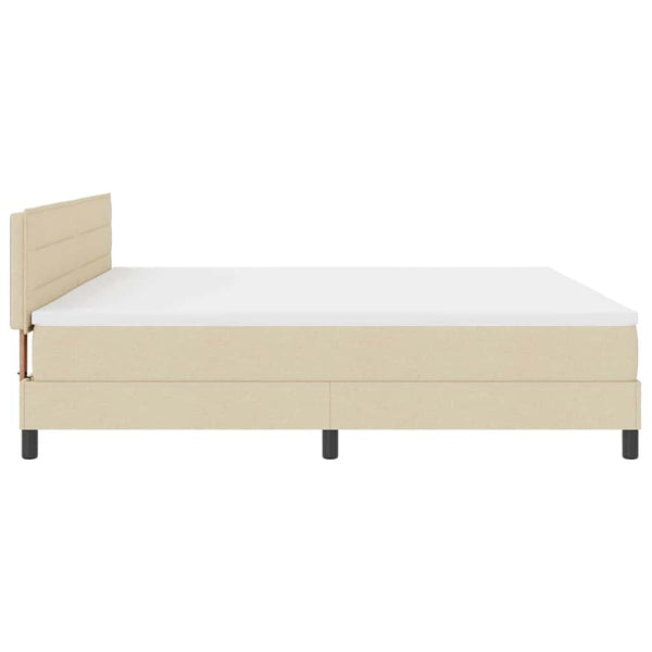 vidaXL Box Spring Bed with Mattress with LED Cream 200 x 200 cm Fabric