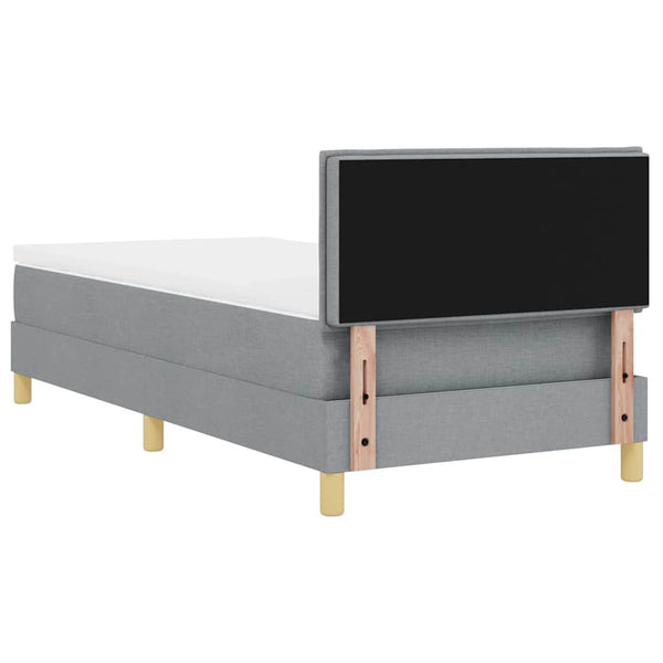 vidaXL LED Box Spring Bed with Headboard Light Gray 80 x 200 cm Fabric