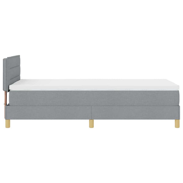 vidaXL LED Box Spring Bed with Headboard Light Gray 80 x 200 cm Fabric