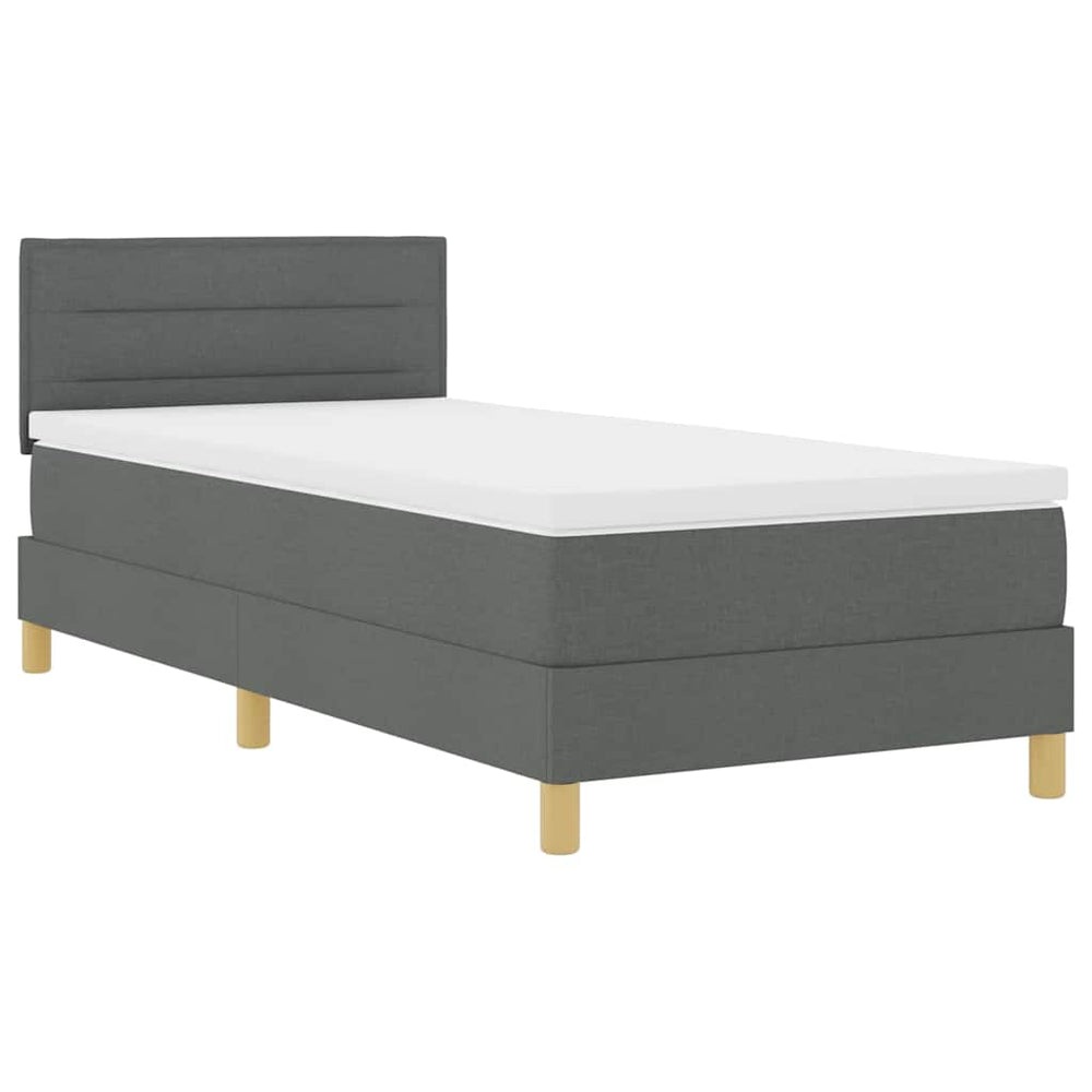 vidaXL LED Box Spring Bed with Pillows Dark Grey 80 x 200 cm Fabric