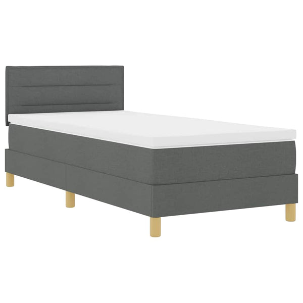 vidaXL LED Box Spring Bed with Pillows Dark Grey 80 x 200 cm Fabric