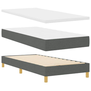 vidaXL LED Box Spring Bed with Pillows Dark Grey 80 x 200 cm Fabric