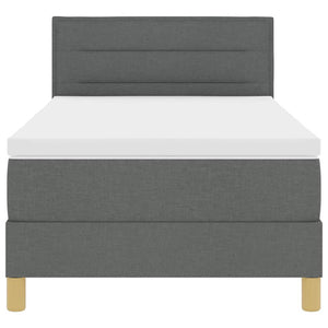 vidaXL LED Box Spring Bed with Pillows Dark Grey 80 x 200 cm Fabric