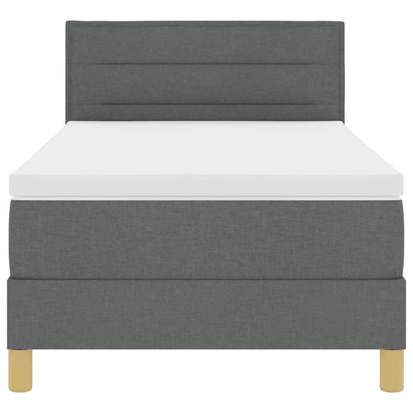 vidaXL LED Box Spring Bed with Pillows Dark Grey 80 x 200 cm Fabric