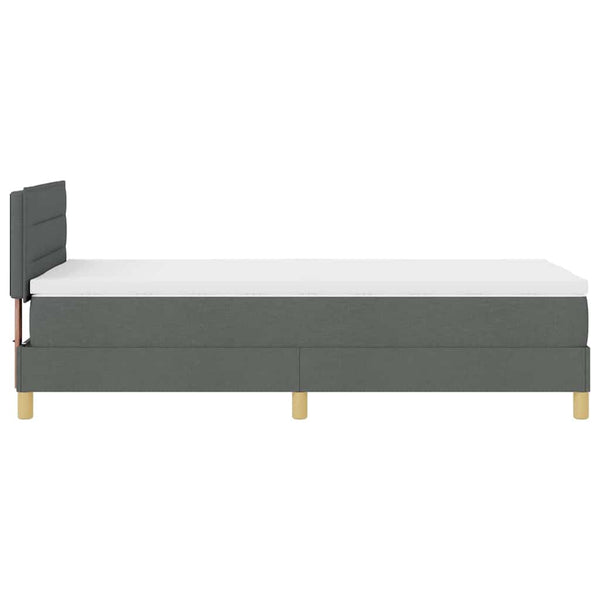 vidaXL LED Box Spring Bed with Pillows Dark Grey 80 x 200 cm Fabric