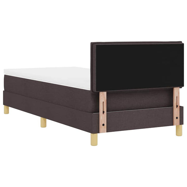 vidaXL LED Box Spring Bed with Headboard Dark Brown 80 x 200 cm Fabric