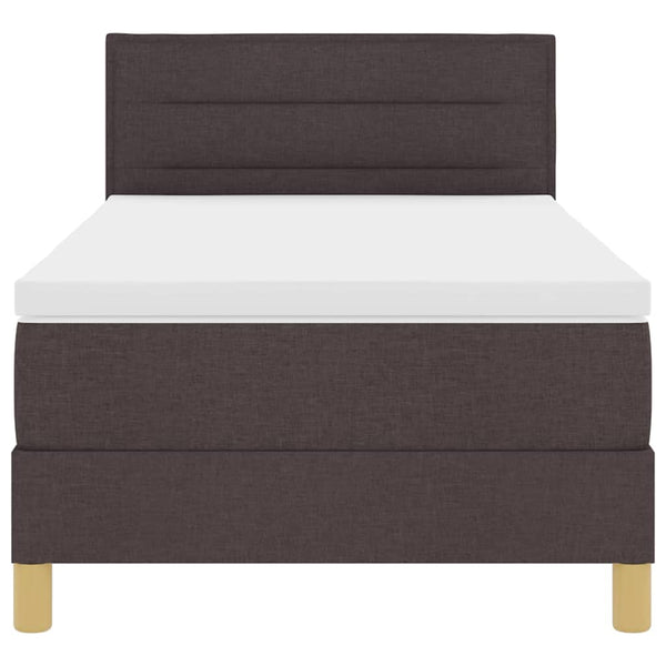vidaXL LED Box Spring Bed with Headboard Dark Brown 80 x 200 cm Fabric