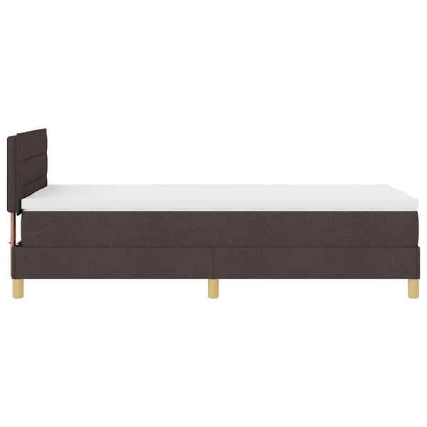 vidaXL LED Box Spring Bed with Headboard Dark Brown 80 x 200 cm Fabric