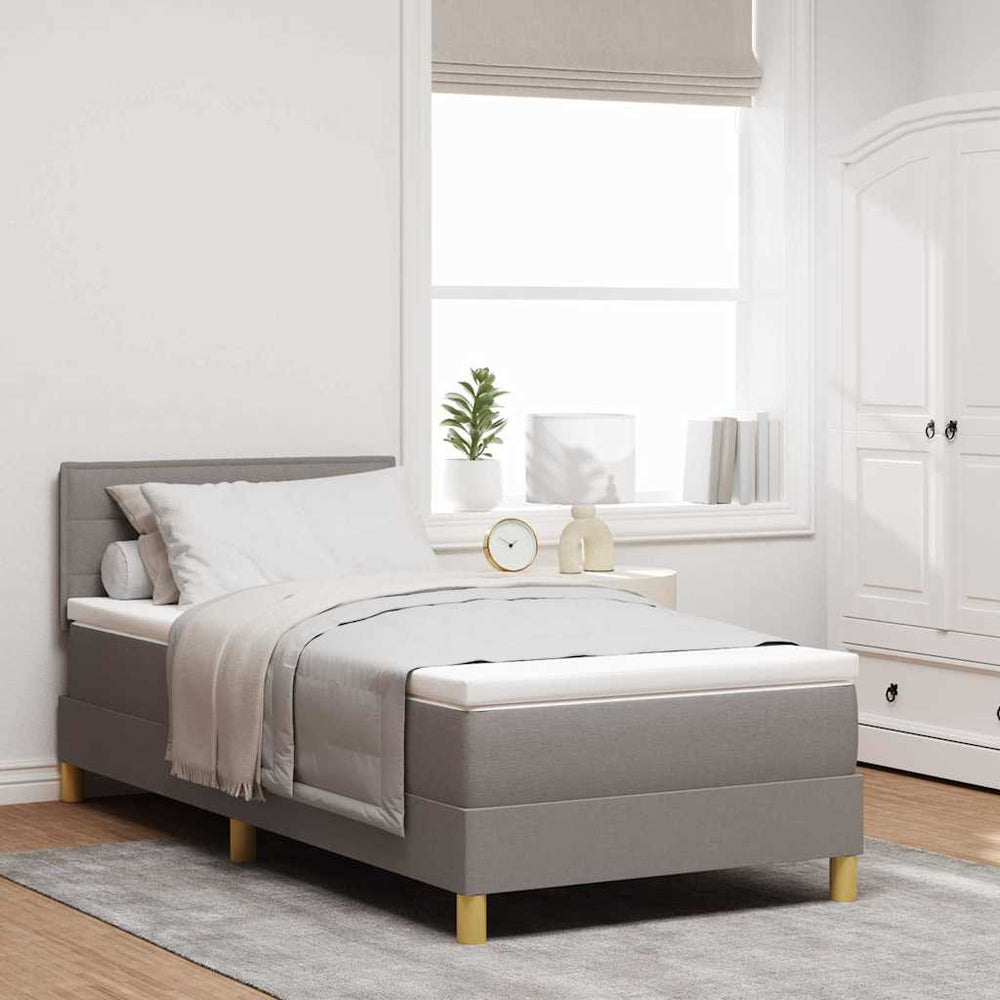 vidaXL LED Box Spring Bed with LED Strips Taupe 80 x 200 cm Fabric