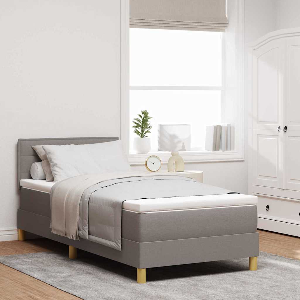 vidaXL LED Box Spring Bed with LED Strips Taupe 80 x 200 cm Fabric