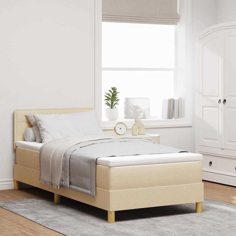 vidaXL LED Box Spring Bed with LED Strips Cream 80 x 200 cm Fabric
