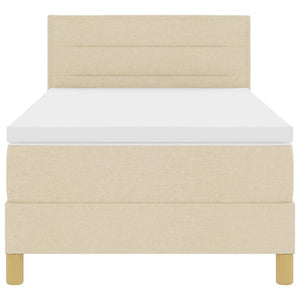 vidaXL LED Box Spring Bed with LED Strips Cream 80 x 200 cm Fabric