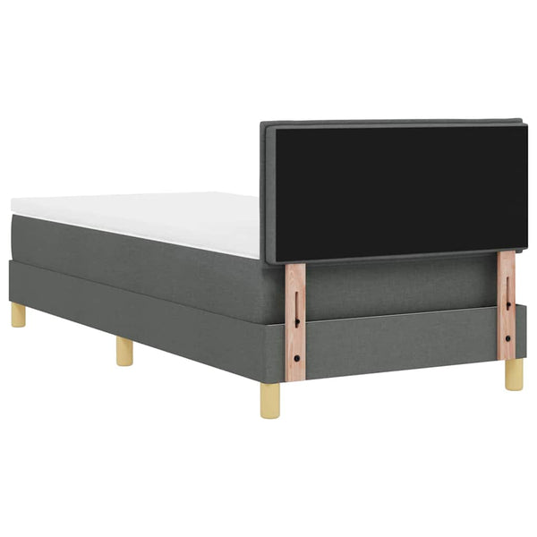 vidaXL LED Box Spring Bed with Headboard Dark Gray 90 x 190 cm Fabric