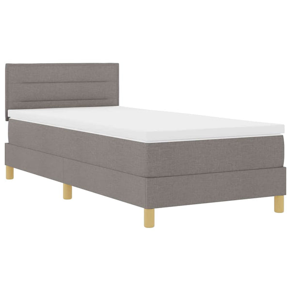 vidaXL LED Box Spring Bed with LED Light Strips Taupe 90 x 190 cm Fabric