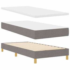 vidaXL LED Box Spring Bed with LED Light Strips Taupe 90 x 190 cm Fabric