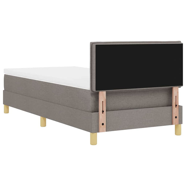 vidaXL LED Box Spring Bed with LED Light Strips Taupe 90 x 190 cm Fabric