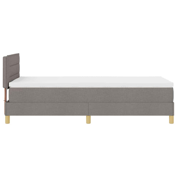 vidaXL LED Box Spring Bed with LED Light Strips Taupe 90 x 190 cm Fabric