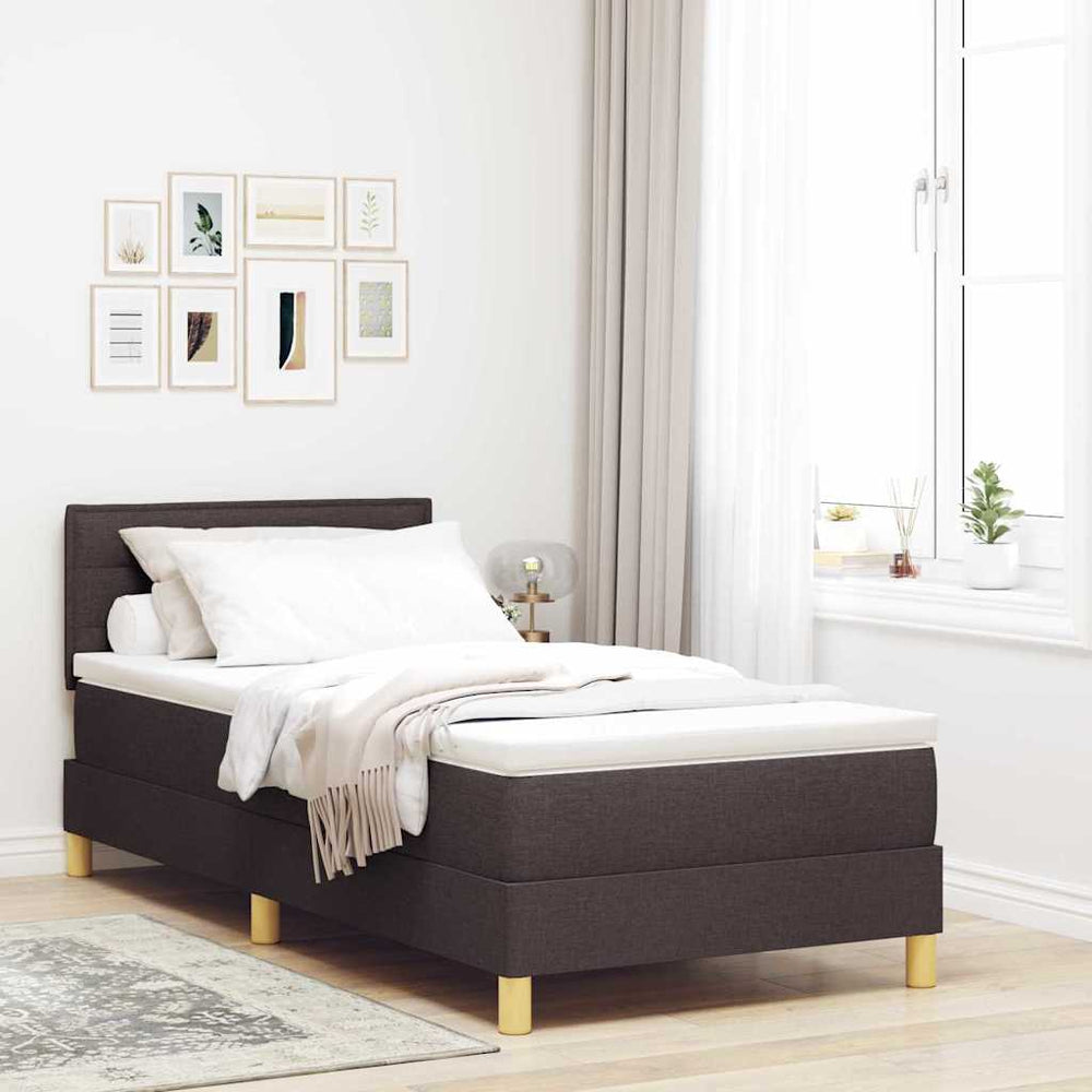vidaXL LED Divan Bed with Headboard Dark Brown 90 x 200 cm Fabric