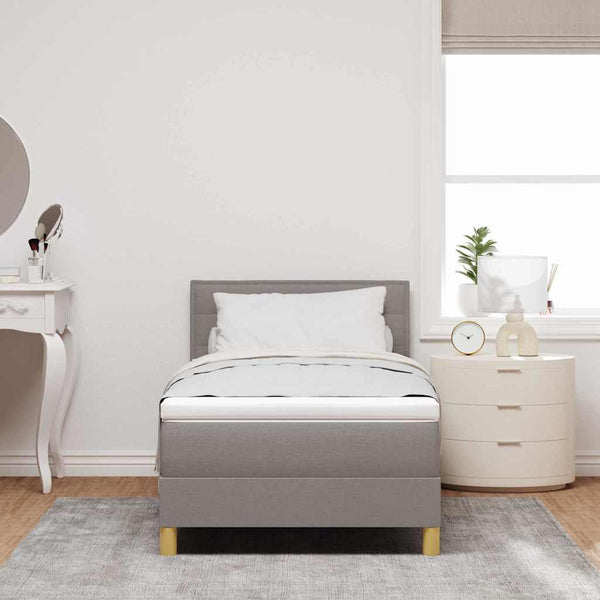 vidaXL LED Box Spring Bed with LED Strips Taupe 90 x 200 cm Fabric