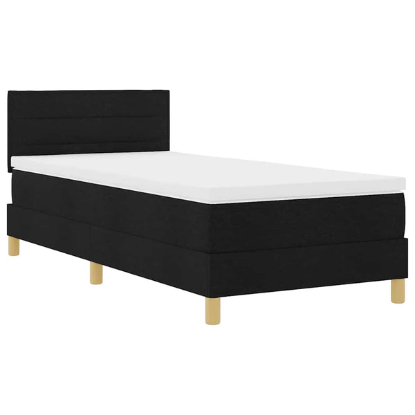 vidaXL LED Box Spring Bed with Headboard Black 100 x 200 cm Fabric