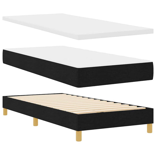 vidaXL LED Box Spring Bed with Headboard Black 100 x 200 cm Fabric