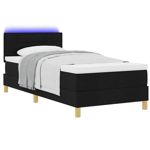 vidaXL LED Box Spring Bed with Headboard Black 100 x 200 cm Fabric