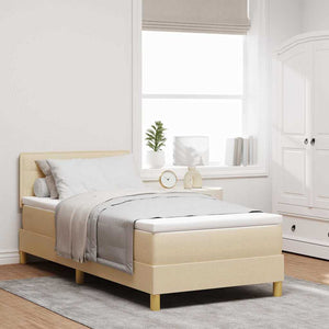 vidaXL LED Box Spring Bed with LED Light Strips Cream 100 x 200 cm Fabric