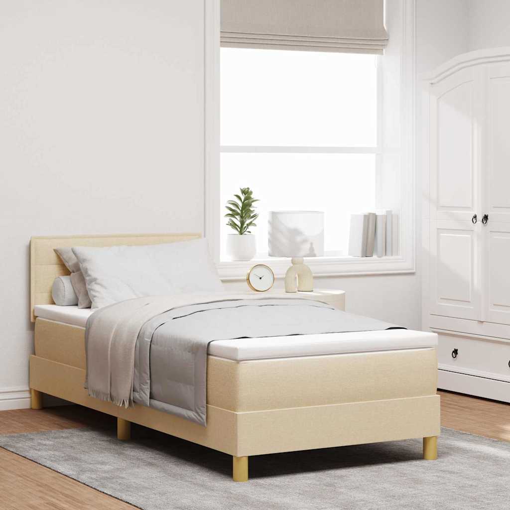 vidaXL LED Box Spring Bed with LED Light Strips Cream 100 x 200 cm Fabric