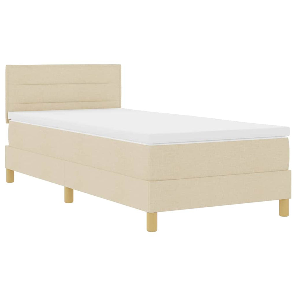 vidaXL LED Box Spring Bed with LED Light Strips Cream 100 x 200 cm Fabric