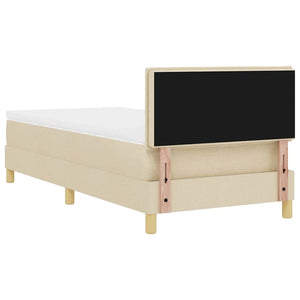 vidaXL LED Box Spring Bed with LED Light Strips Cream 100 x 200 cm Fabric