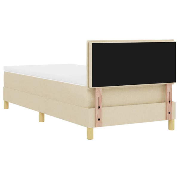 vidaXL LED Box Spring Bed with LED Light Strips Cream 100 x 200 cm Fabric