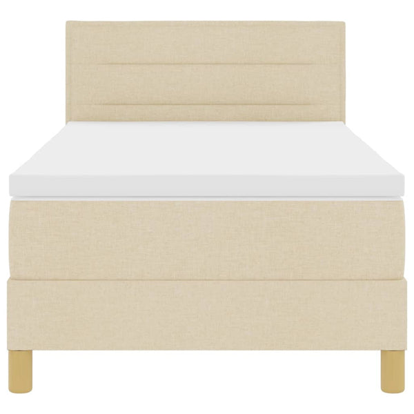 vidaXL LED Box Spring Bed with LED Light Strips Cream 100 x 200 cm Fabric